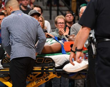 Boston Celtics Kemba Walker carried off court on stretcher after scary head-on collision with teammate
