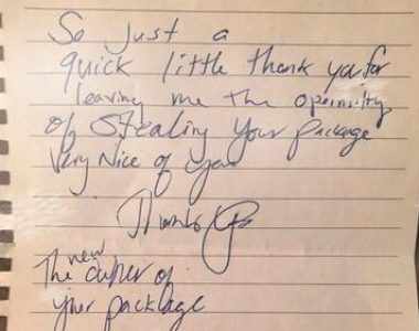 Package thief taunts Minnesota woman with thank you note