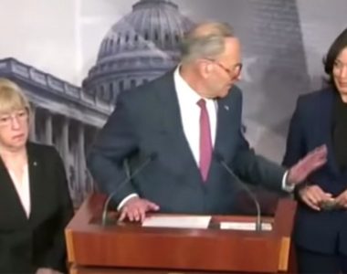 Chuck Schumer scolds Kamala Harris for laughing with Sherrod Brown at impeachment presser, goes viral