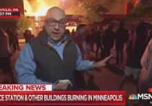 MSNBC's Ali Velshi says situation not 'generally speaking unruly' while standing outside burning building