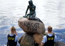 Denmark's Little Mermaid statue vandalized with 'racist fish' grafitti